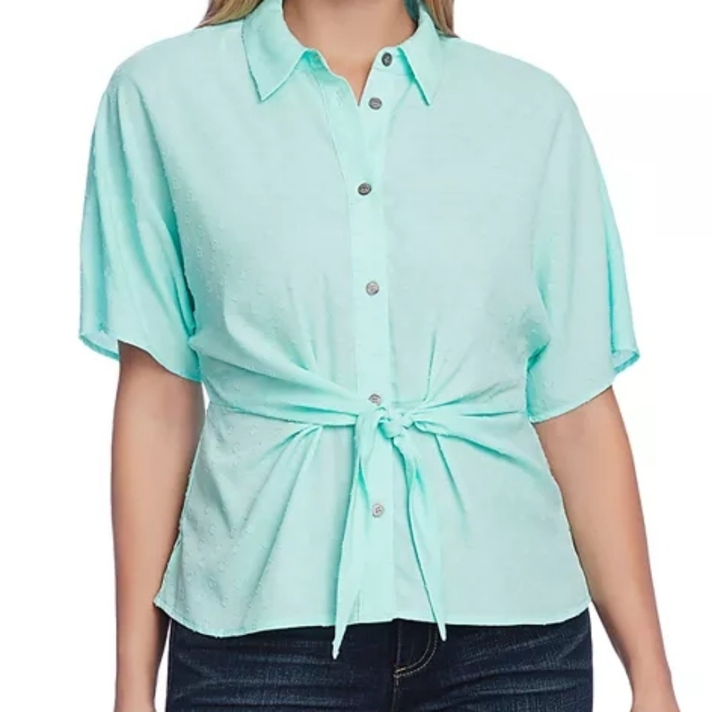 Vince camuto tie knot button down shirt, xl, aqua blue